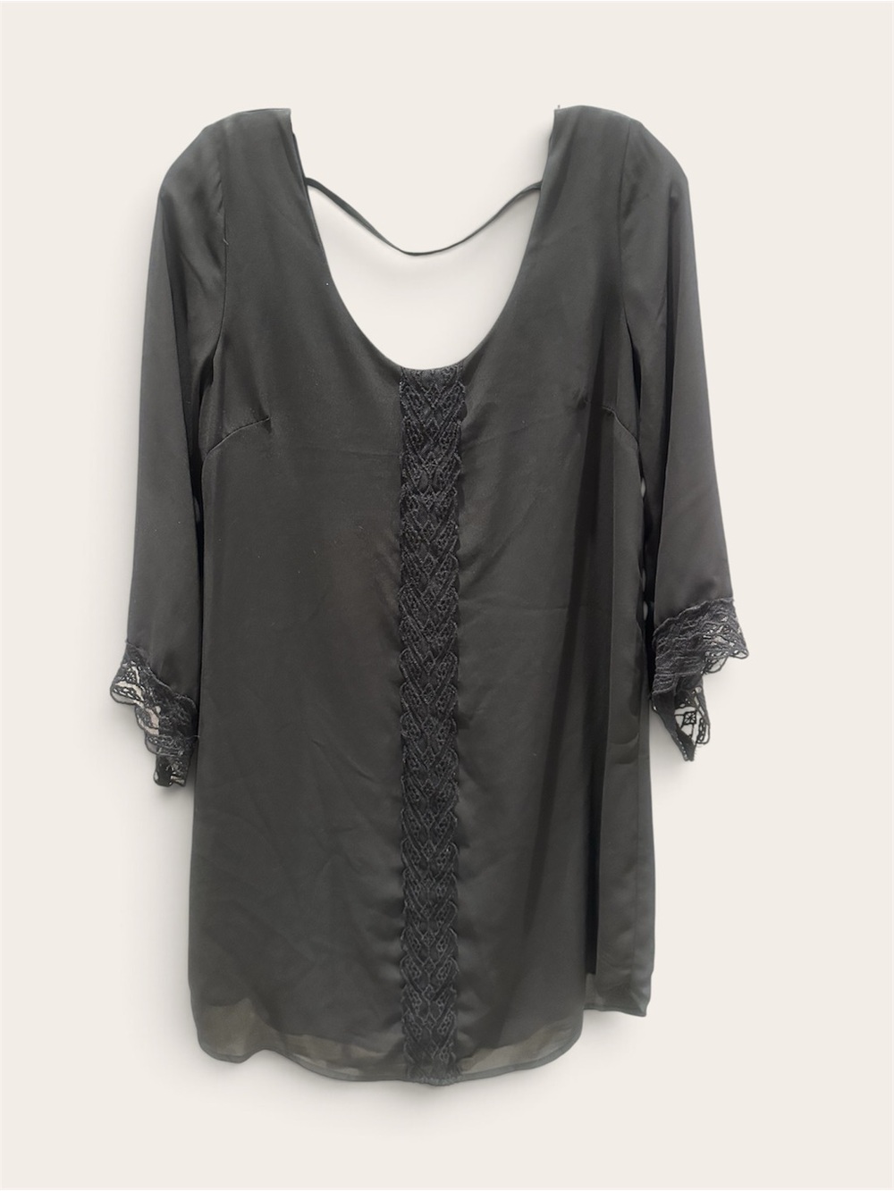 Astr Black Lace-Trim Mini Dress